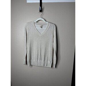 Banana Republic Women's Tan Sweater Size M long sleeve v-neck Pullover polyester